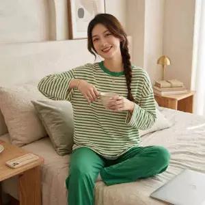[민메이커] 홈웨어상하세트 캡내장잠옷 긴팔 바지 홈웨어 노브라티셔츠 브라캡 단가라 파자마