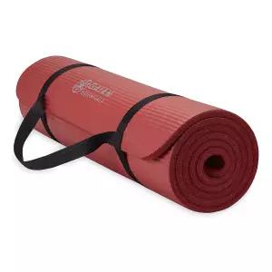 Gaiam 요가 매트 두꺼운 피트니스 운동 스트랩 포함