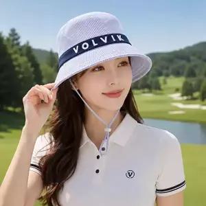 볼빅 VBFB 로고 자수 뒷트임 여성 버킷햇 골프 챙모자_네이비