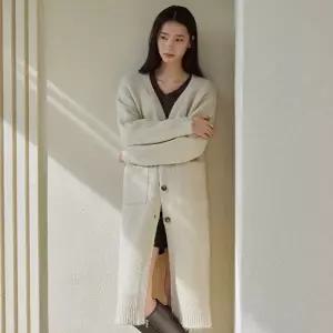M12 26F W 알파카 블렌드 롱 니트코트 1종
