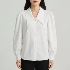 [하프클럽/골피아]여성 카라 블라우스 퍼프 숄더 벌룬 소매 화이트 셔츠 남방 오피스룩