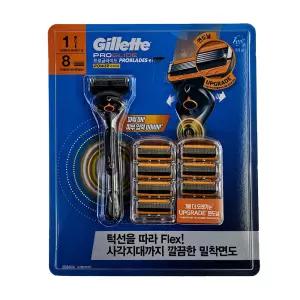 질레트 프로글라이드 파워 면도기 1입 + 면도날 8입 세트 남성 밀착면도 5중날