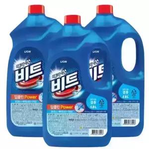 비트 딥클린파워 액체세탁세제 일반/드럼 겸용 용기 4L 3개