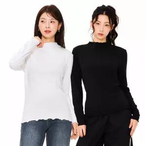 [체이스컬트] [2Color] W 프릴 반넥 긴팔티