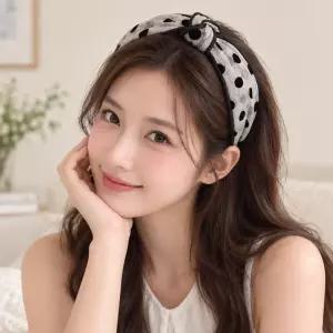 아르핀 시스루 도트 매듭 크로스 헤어밴드 가벼운 여성 데일리 머리띠
