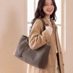 MHJINA 소프트 가죽 보부상가방 미니 숄더백 토드백 직장인 데일리백