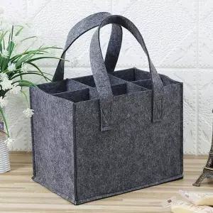 [제이큐]펠트 와인백 6구 24x18cm 그레이 와인보관용품 와인선물백 와인보관