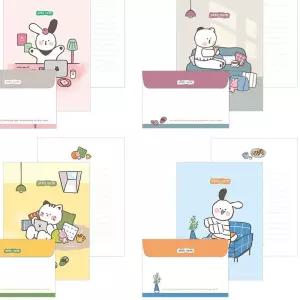 몽 포트 편지지20개 일러스트편지지 강아지편지지 고양이편지지 편지봉투 LWE1CF56 단체선물 손편지