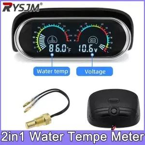 2 in 1 LCD 자동차 디지털 수온계 전압계 오토바이 수온 센서 10mm 12V 24V