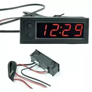12V 3in1 차량 키트 전압계 시계 LED 디지털 디스플레이 자동 내부 부품 볼트 전압 측정기 테스터