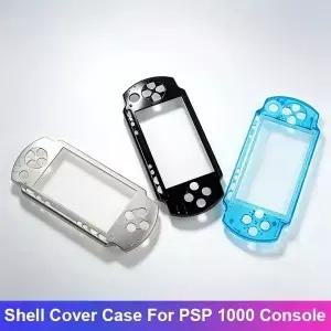 PSP1000용 하우징 쉘 키트 투명 버튼 스티커 및 나사가 없는 PC 전면 커버 교체용 게임 콘솔