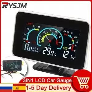 3 In 1 LCD 자동차 디지털 압력 게 전압계 수온 측정기 1/8 NPT 센서 10mm
