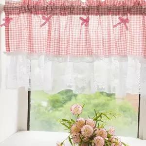 (색상 핑크 106x45cm)주방 창문 미니 가림막 커튼 핑크 106X45cm