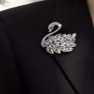 반짝이는 백조 큐빅 브로치 스카프 포인트 브로치