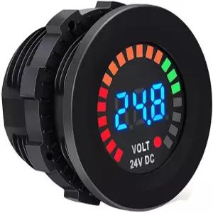 파란색 LED 디지털 디스플레이가 장착된 MGI 스피드웨어 24vDC 전압계 게이지(롱 바디)