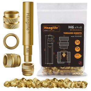 HANGLIFE M6 히트 세트 나사 인서트 및 팁 3D 프린팅 부품 플라스틱 부품용 인두 프레스 도구 - 황동 미터법 너트 (50개)