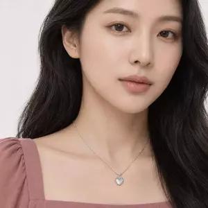 [콩심팥심]여성 문스톤 실버 데일리 목걸이