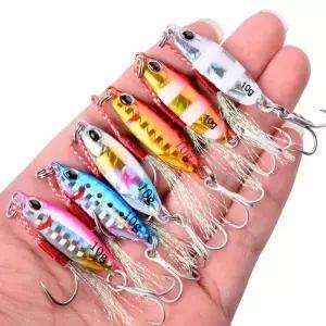 7PCS 금속 캐스트 지그 스푼 10/15/20/25/30/40G 캐스팅 물고기 농어 낚시 미끼 인공 태클