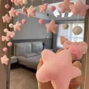 DIY 매듭 장식 스타 핑크 도어 커튼 파티션 침실 베이 윈도우 룸 하트 태슬 걸이
