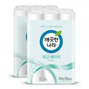 깨끗한나라 화장지 에코베이직 2겹 50m 30롤 x 2팩
