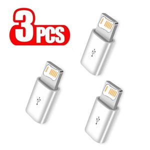 아이폰 X XR XS 11 12 13 14 프로 맥스용 마이크로 USB to 라이트닝 OTG 어댑터 3개, 고속 충전 케이블 커넥터 데이터 동기화 변환기