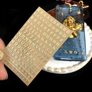 금속 26 미니 알파벳 문자 장식 스티커, 골드 실버 에폭시 송진 필러, DIY 실리콘 금형 공예 충전재, 5 개