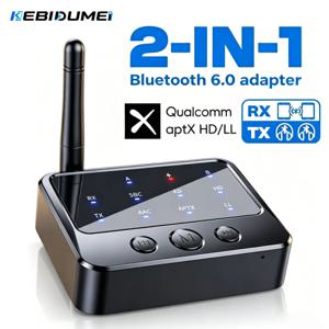 KEBIDUMEI 블루투스 6.0 수신기 송신기 AptX-Adaptive HD/LL 낮은 대기 시간 3.5mm AUX RCA 무선 오디오 어댑터(PC TV용),Bluetooth 6.0 Receiver Transmitter
