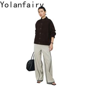 욜란페어리(YOLANFAIRY) 정품 가죽 재킷, 여성용, 최고급 품질, 100% 최상급 소가죽 스웨이드, 천연 가죽 코트, 여성 의류, 캐주얼 스타일, 2026년 출시