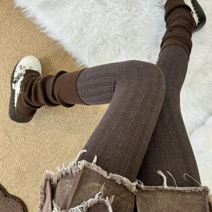 150g 가을 겨울 세로 줄무늬 타이츠 여성 빈티지 보온 슬림 심플 다용도 팬티스타킹 속옷 레깅스