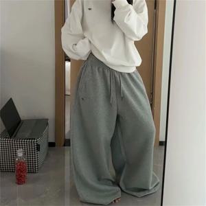 오버사이즈 여성 그레이 블랙 스웨트팬츠 Y2K 한국 스트리트웨어 루즈핏 캐주얼 조거 팬츠 하이웨이스트 올매치 드로스트링 트라우저
