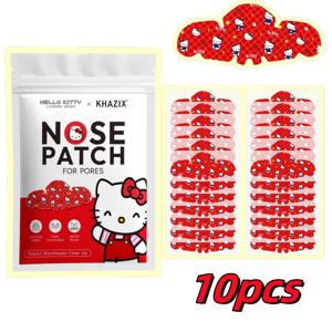 10pcs 헬로 키티 코 모공 스트립 10PCS 귀여운 만화 디자인 코 스티커 여성용 카와이 뷰티 케어 선물