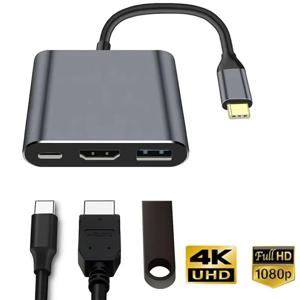 3 in 1 타입 C 허브 USB 3.0 HDMI 호환 스플리터 PD 충전 어댑터 남성-여성 연장 케이블 노트북 도킹 액세서리