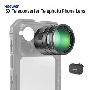 NEEWER 3X 텔레컨버터 망원폰 렌즈, 360mm 상당, 아이폰 안드로이드 삼성 샤오미 폰 케이지용 17mm 나사산