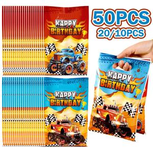 10/20/50pcs 핫 휠 파티 선물 가방 몬스터 트럭 사탕 선물 포장 가방 어린이 소년 레이싱 생일 베이비 샤워 파티 장식