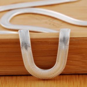 40-60cm 925 스털링 실버 목걸이 6MM 플랫 스네이크 체인 여성 남성 웨딩 고급 패션 주얼리 참 선물