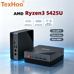 TexHoo 미니 PC, AMD Ryzen 3 5425U/4300U 프로세서, 듀얼 LAN, 4K 디스플레이 지원(DP+2xHDMI), DDR4x2 메모리, NVMe/SATA M.2 슬롯, 소프트 라우터, 방화벽, NAS, 컴퓨터용.