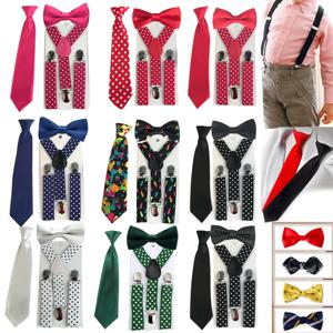 3PCS 아기 멜빵 어린이 소년 Bowtie 아이 서스펜더 세트 탄성 조절 Y 백 교정기 어린이 넥타이 결혼식 HHtr0005