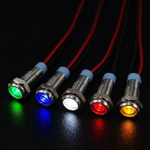 6mm LED 금속 표시등 방수 신호등(전선 포함) 6V-220V - 자동차 및 해양용 적색/황색/청색/녹색/백색