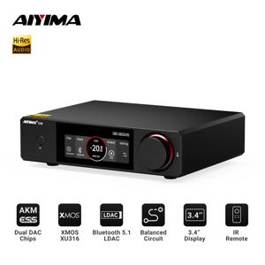 AIYIMA D20 HiFi DAC 디코더 AK4493SEQ ES9039Q2M XMOS XU316 USB DSD512 블루투스 5.1 LDAC RCA XLR 오디오 컨버터 VU 미터