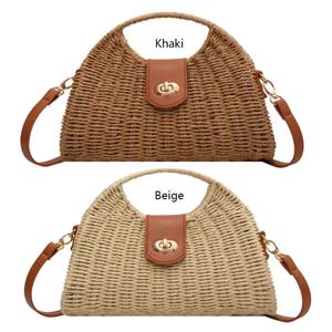 여성 Crossbody 가방 여름 짠 쉘 여성 휴가 토트 백 수제 패션 캐주얼 단순 우아한 레이디 밀짚 가방