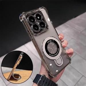 샤오미 포코 X7 X6 F7 Pro M6 F6 F3 X5 X3 POCO C65 C75 C71 투명 충격 방지 마그네틱 브라켓 폰 케이스 실리콘 커버