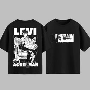 일본 애니메이션 Attack on Titan Levi Ackerman 프린트 티셔츠 남성 및 여성 티셔츠 남성용 탑 스포츠 티셔츠 2026 여름 신작