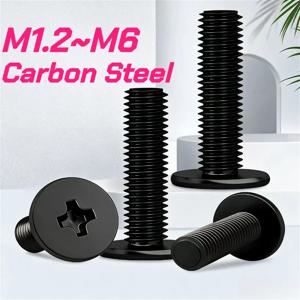 흑색 아연 탄소강 M1.2 M1.4 M1.6 M2 M2.5 M3 M4 M5 M6 크로스 필립스 초박형 플랫 웨이퍼 헤드 스크류 CM 초저헤드 볼트