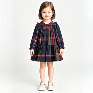 디자이너 아동용 긴팔 드레스, 봄/가을용, 면 스트라이프 캐주얼 여아 고급 유아복, 사계절 생일 선물