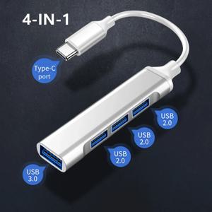 USB 4-in-1 허브 USB to USB 3.0 USB 2.0 휴대용 USB 확장기 빠른 데이터 전송 4포트 USB 허브 (PC, 프린터, 마우스, 노트북용)