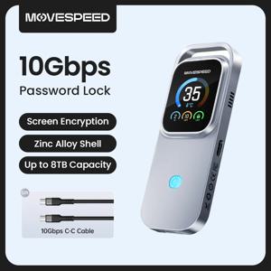 MOVESPEED AC10 10Gbps M.2 NVMe PCIe SSD 인클로저 USB-C 3.2 TurboX 스마트 터치 스크린 암호화 SSD 박스 아연 합금 ProCool 케이스