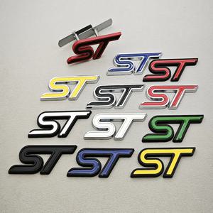 3D 메탈 레드 ST 프론트 그릴 스티커 자동차 헤드 그릴 엠블럼 배지 크롬 스티커 포드 피에스타 포커스 몬데오 자동차 스타일링