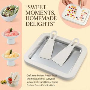 가정용 아이스크림 제조기 팬 (스크레이퍼 1개 포함) 즉석 롤 아이스크림 제조기 DIY 셔벗/프로즌 요거트 제조기 아이스크림 믹서기