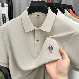 코튼 명품 브랜드 폴로셔츠 남성 자수 반팔티셔츠 남성 베이스셔츠 여름 비즈니스 캐주얼 코튼탑 루즈핏