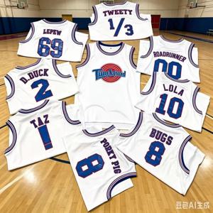 Trillest Space Jam Bugs 1 Lola 10 Murray 22 TAZ D.Duck 2 White Tune Squad 농구 저지 남성 의류 패밀리 매칭